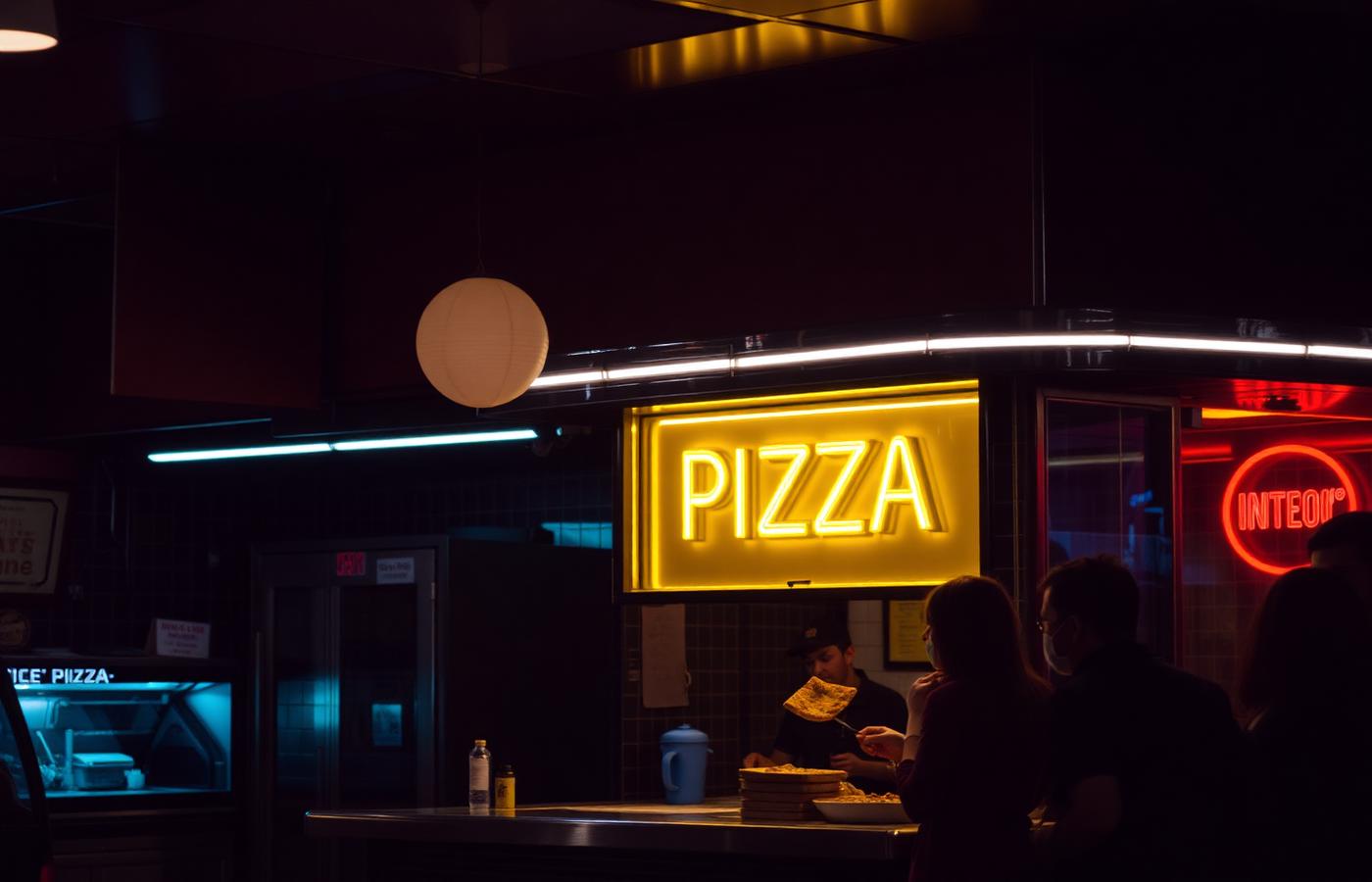 Late night pizza counter